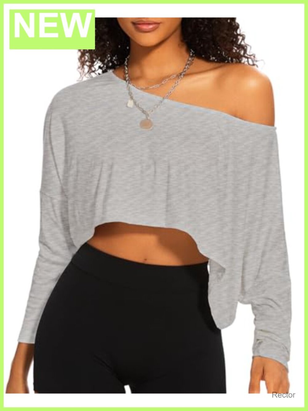 Women's Off the Shoulder Oversized Long Sleeve Crop T-Shirt Casual Top